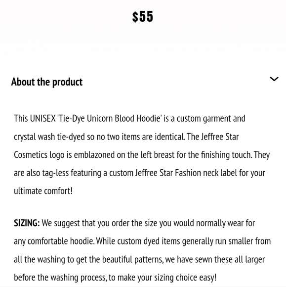 Unisex Tie-Dye Unicorn Blood Hoodie XL Jeffree Star Cosemtics - Picture 4 of 4